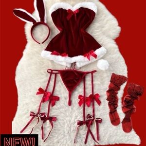 Black Friday Deal-Red Velvet Christmas Lingerie Set